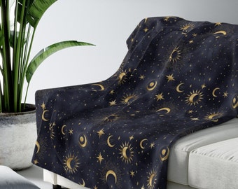 Celestial Sun and Moon Sherpa Fleece Blanket