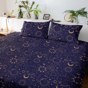 Celestial Space navy blue Microfiber Duvet Cover