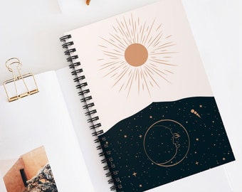 Celestial Sun and Moon Witchy Spiral Notebook - Ruled Line