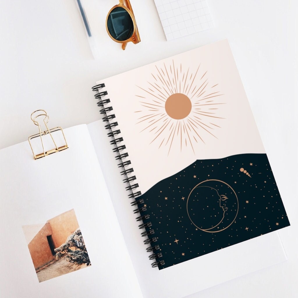 Sun and Moon Celestial Journal  Notebook with Latch Closure