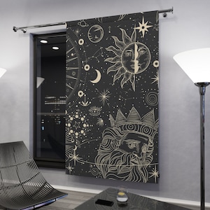 Celestial witchy Window Curtains (1 Piece)