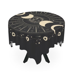 Celestial Sun and Moon phases Tablecloth