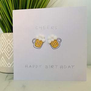 PomPom ‘Beer’ Birthday Card - Beer Glass - Pint Glass - Male Birthday Card - Birthday Card - Birthday Cards - Cheers - Personalised