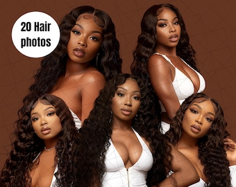 20 Water wave Hair Stock Photos BUNDLE, Black American Beauty Hair stock photo, melanin photoshoot, Glam stock photo, AI photos PNG 300Dpi