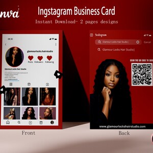 Wizytówka Instagram 2023 | Szablon wizytówki IG | Projekt szablonu Canva | Wizytówka stylisty fryzur i technika rzęs | Biznes kosmetyczny