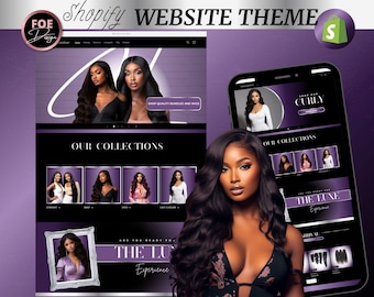Purple Shopify Theme, Hair Salon Website Template, Canva Banners (Digital Download)