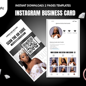 Wizytówka Instagram 2023 | Szablon wizytówki IG | Projekt szablonu Canva | Wizytówka stylisty fryzur i technika rzęs | Biznes kosmetyczny