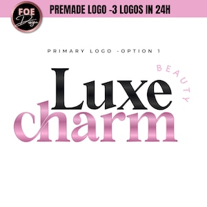 Premade logo Design for hair, makeup, or beauty brands. Luxury logo, Custom logo Pink and black logo, Jewelry and real estate logo design