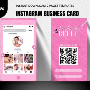 Wizytówka Instagram 2023 | Szablon wizytówki IG | Projekt szablonu Canva | Wizytówka stylisty fryzur i technika rzęs | Biznes kosmetyczny