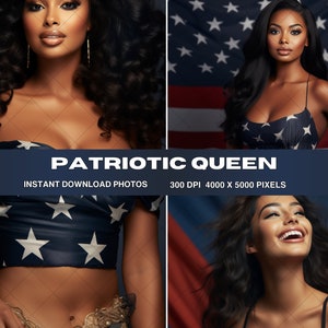 Patriotic Stock Photo for Hair and Beauty brands, Beauty stock photos, melanin photoshoot, Glam stock photo, Curly Hair Image, Memorial Day