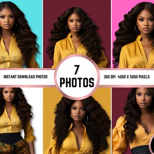 7 Beauty Stock Photos Bundle| Hair business Photos| Black Beauty Photoshoot Photos| Beauty Model Photos| Photos for Hair, Wigs, Fashion
