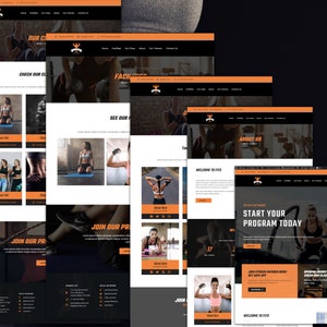 May include: Website for a fitness center with the text "Welcome to FitX" and "Start your program today". The website features images of people working out and information about the fitness center.