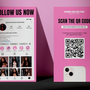Wizytówka Instagram 2023 | Szablon wizytówki IG | Projekt szablonu Canva | Wizytówka stylisty fryzur i technika rzęs | Biznes kosmetyczny