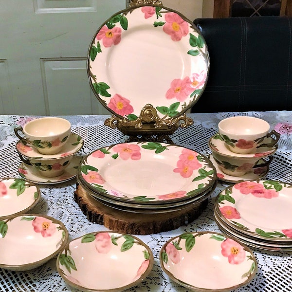 Desert Rose Franciscan Pottery (4) 5-Piece Place Setting/Beautiful Casual Desert Rose, Mother's Day Gift China Earthenware/Made in the USA
