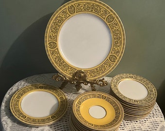 Golden Damask China made in Japan/Hollywood Regency Golden Damask China/Mid Century China- Sold In Sets of Two Pieces