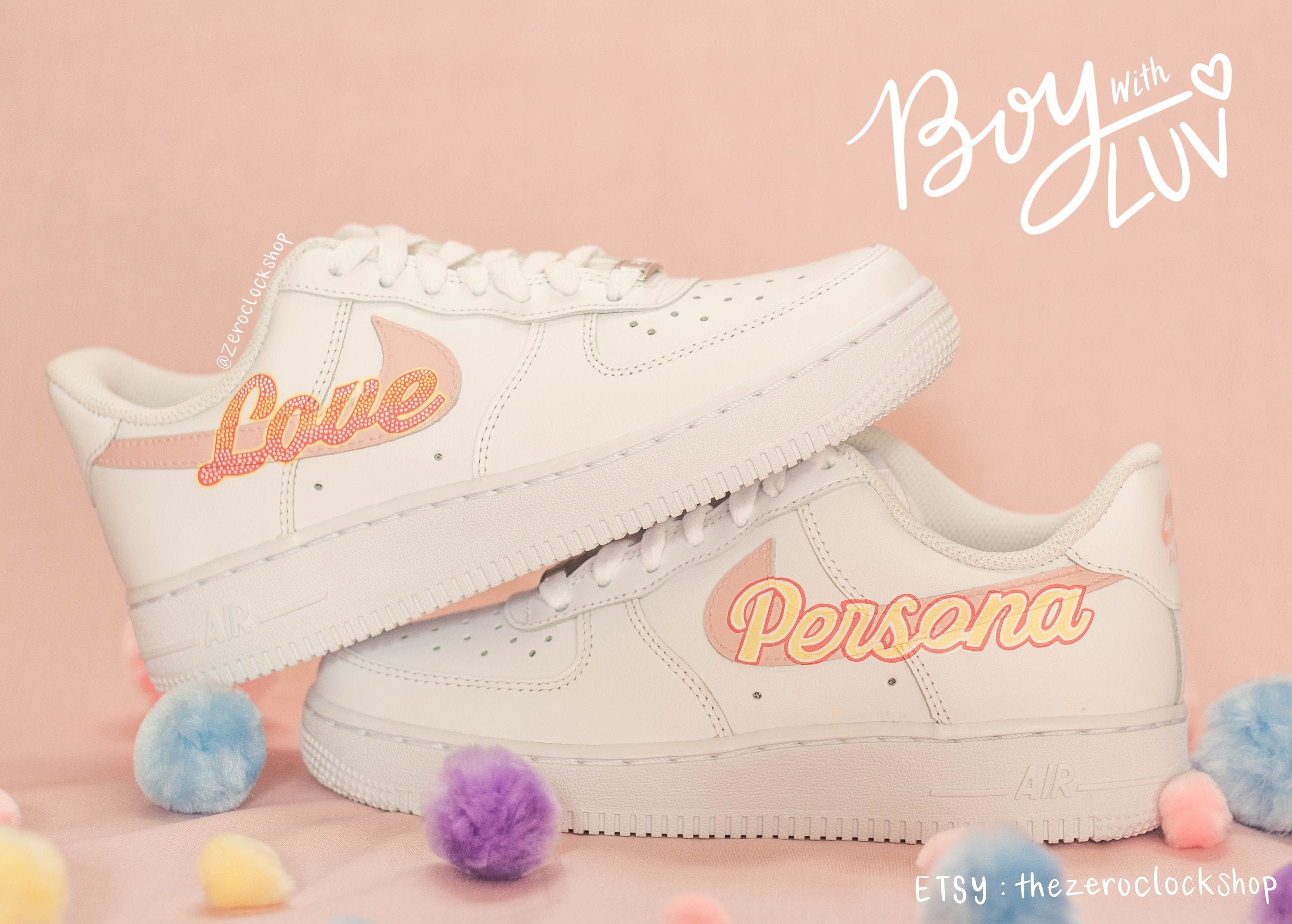 BTS Shoes Air Force 1 Boy With Luv Inspired Custom Hand painted Sneakers Etsy Australia
