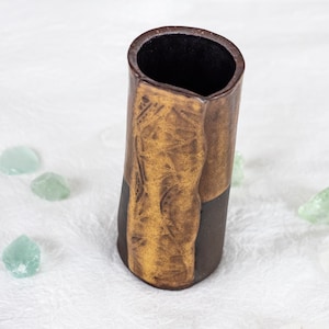 Ceramic vase, black clay and ochre color, can use for art brushes, pencils, whatever floats your boat