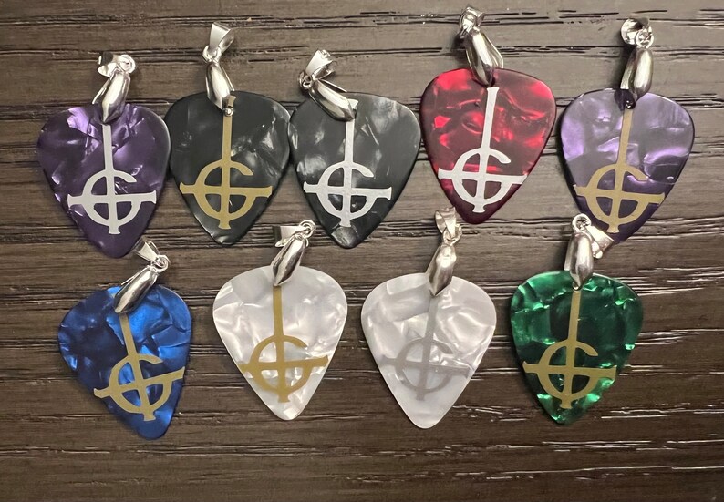 Ghost Band Guitar Pick Necklace Etsy