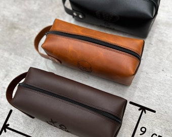 Personalized Leather Dopp Kit: Travel Shaving Grooming Bag