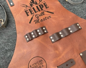 Leather BBQ Apron (Apron for men, Cooking Apron, Mens BBQ Apron, Personalized Gifts for him)