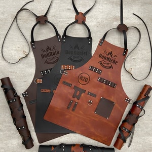 Personalized Leather Apron with Beer pocket BBQ, Blacksmith, Grill, Kitchen, Woodwork, Chef, Butcher, Welder, Handcraft, Tattoo Artist image 5