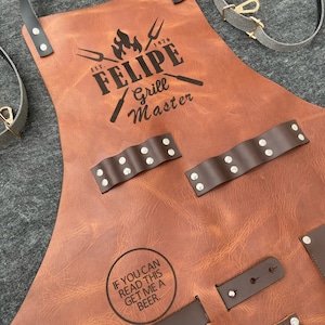 Leather BBQ Apron (Apron for men, Cooking Apron, Mens BBQ Apron, Personalized Gifts for him)