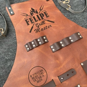 Personalized Leather Apron with Beer pocket BBQ, Blacksmith, Grill, Kitchen, Woodwork, Chef, Butcher, Welder, Handcraft, Tattoo Artist image 3