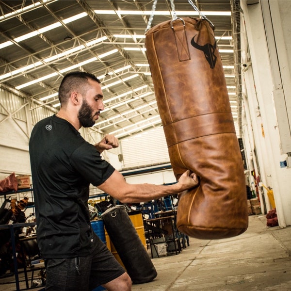 Vintage Style Personalized Leather Punching Bag Handmade Training Bag Birthday Gift Bag Leather Sand Bag Professional Boxer Gift Bag Workout