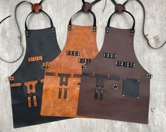 Personalized Leather Apron (BBQ, Blacksmith, Grill, Kitchen, Woodwork, Chef, Butcher, Handcraft, Gift)