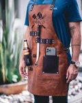 Personalized Leather BBQ Apron with Drink Pockets: Handcrafted Chef Gift product logo