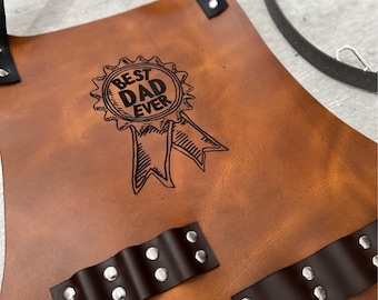 Personalised Dad Leather Apron Great Kitchen Gift For Him / Customizable Best Dad Ever, Super Papa