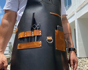 Handcrafted Leather Barber Apron: Personalized Salon Workwear