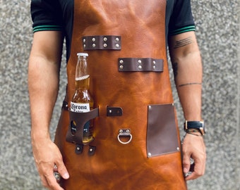 Personalized Leather Apron (BBQ, Blacksmith, Grill, Kitchen, Woodwork, Chef, Butcher, Handcraft, Gift)