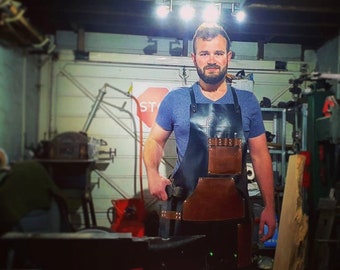 Personalized Split Leg Leather Apron: Blacksmith, Tattoo Artist, Artisan