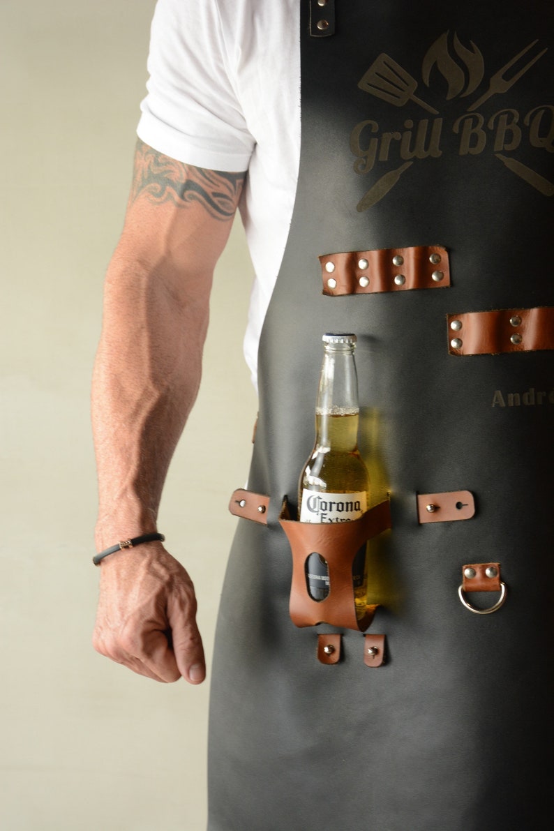Personalized Leather Apron BBQ, Blacksmith, Grill, Kitchen, Woodwork, Chef, Butcher, Handcraft, Gift image 9