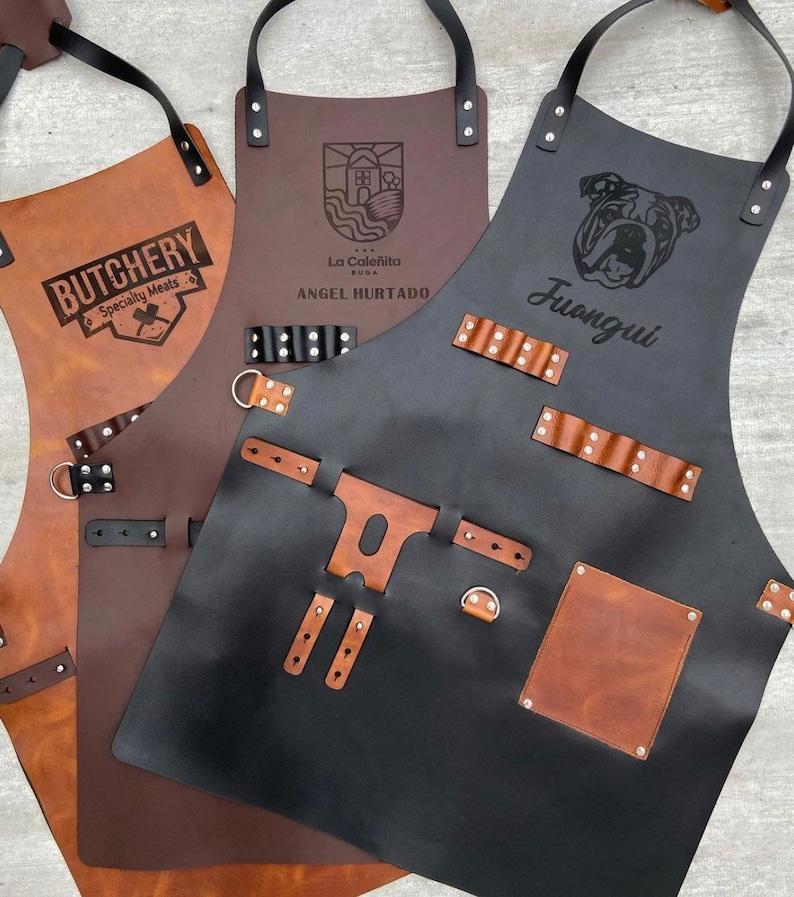 Personalized Leather Apron BBQ, Blacksmith, Grill, Kitchen, Woodwork, Chef, Butcher, Handcraft, Gift image 5