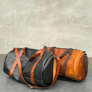 Pattern Grain Leather Duffle Bag Monogrammed Genuine Leather Weekender Bag Holdall Overnight Bag Personalized Gift