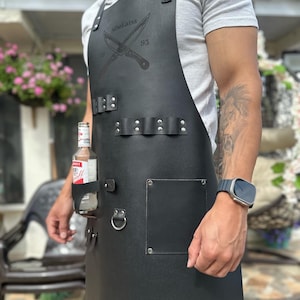 Custom Handmade Leather Apron (Barbecue, Grilling, Grill master, Food Lover, Chef, Cooking, Butcher Apron, American Asado, Pit Master)
