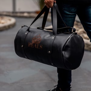 Full Grain Leather Duffle Bag Monogrammed Genuine Leather Weekender Bag Leather Holdall Overnight Bag For Men Personalized Gift For Him Dad