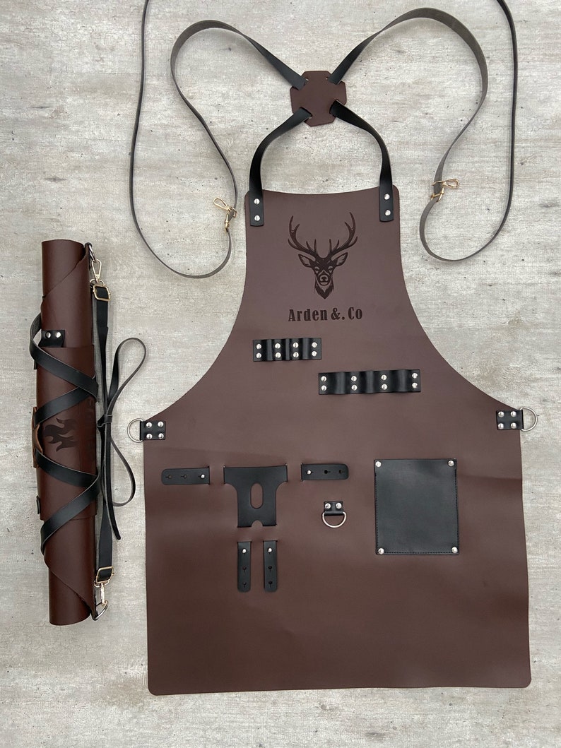 Personalized Leather Apron with Beer pocket BBQ, Blacksmith, Grill, Kitchen, Woodwork, Chef, Butcher, Welder, Handcraft, Tattoo Artist image 7