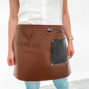 Personalized Waist  Leather Apron for man and woman , Half Apron. ( Chef, Waitress, Barber , Beauty Saloon)