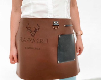 Personalized Leather Waist Apron: Chef, Barber, Beauty Salon