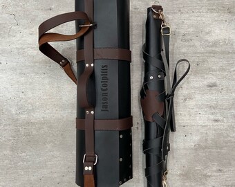 Handmade Gift-Christmas Bundle: Personalized Leather Apron & Knife Case (BBQ, Grill, Kitchen, Chef, Butcher, Handcraft)