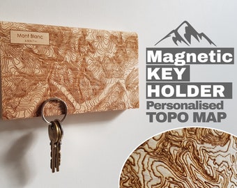 Key holder for wall best for mountains lover, topo map art, topography art, Key hanger, housewarming gift, Magnetic key rack