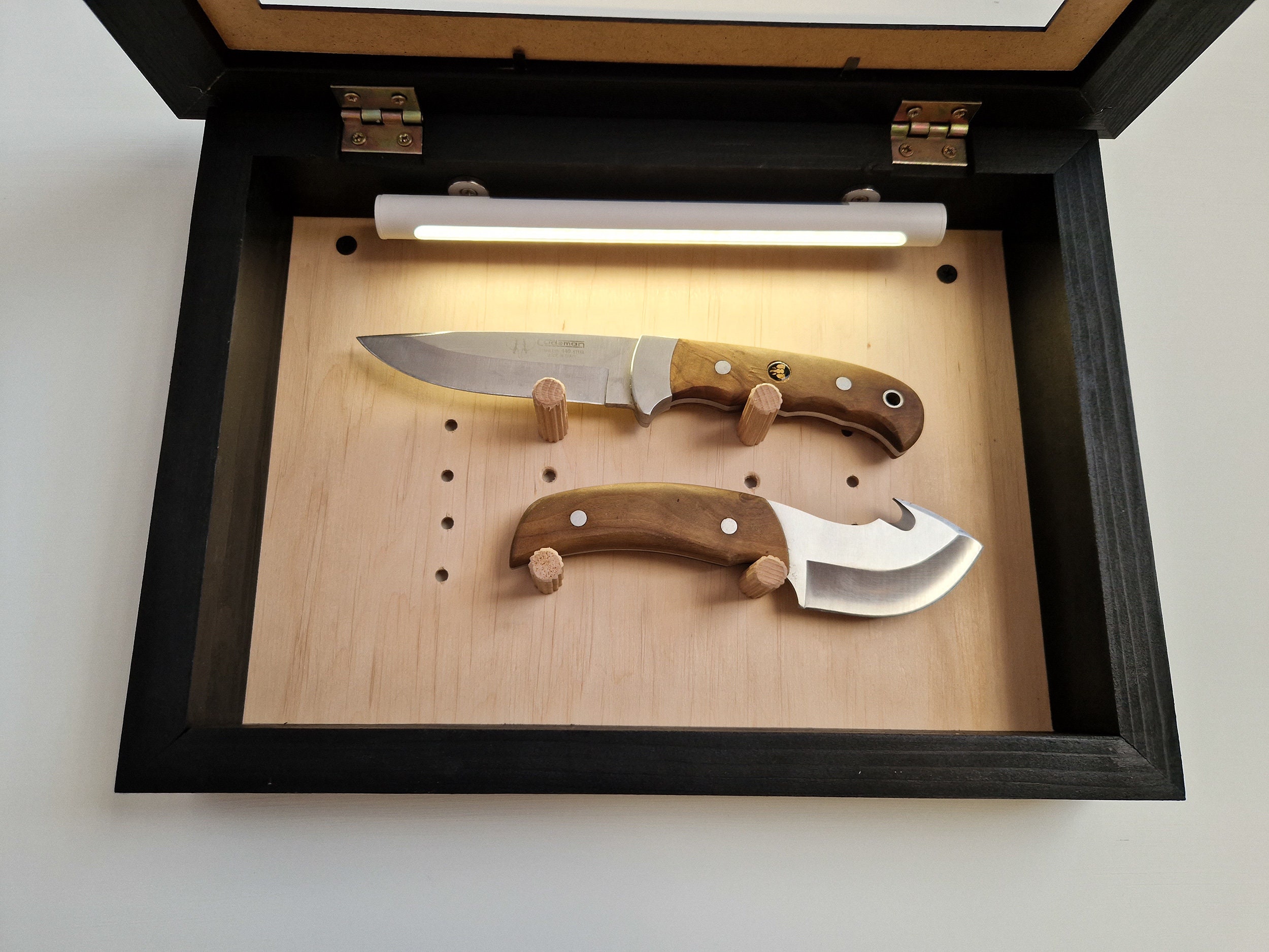 Knife Display Case With Led Light Wall Knife Display Etsy