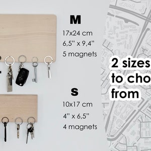 Key holder for wall, Magnetic key rack, personalised key holder, Map Wood Key Rack, key organiser, housewarming gift, wooden key holder image 3