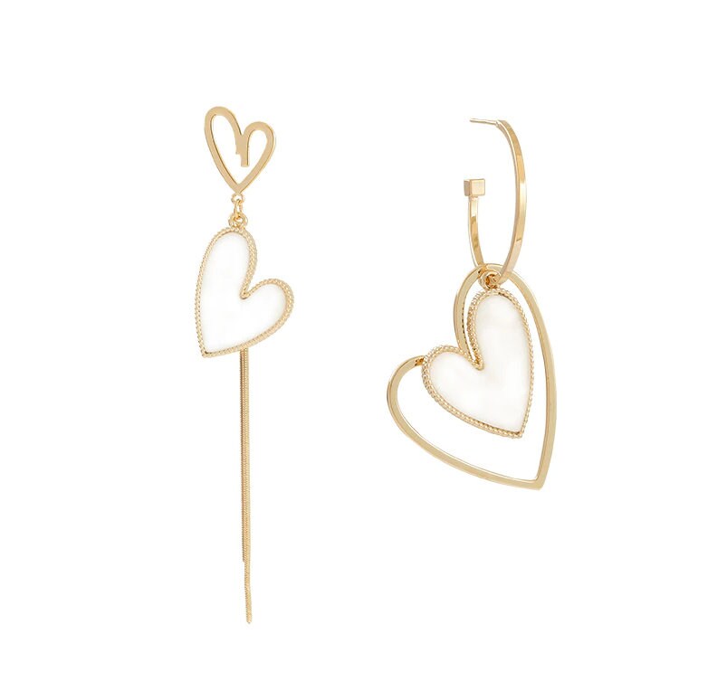 Asymmetric Love Heart Earrings Korean Heart Earrings Love Etsy