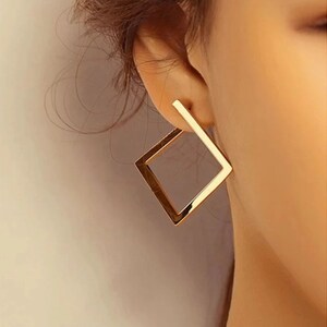 Square Hoop Earrings, Square Gold Hoops, Minimalist square earrings, Hoop earrings for her