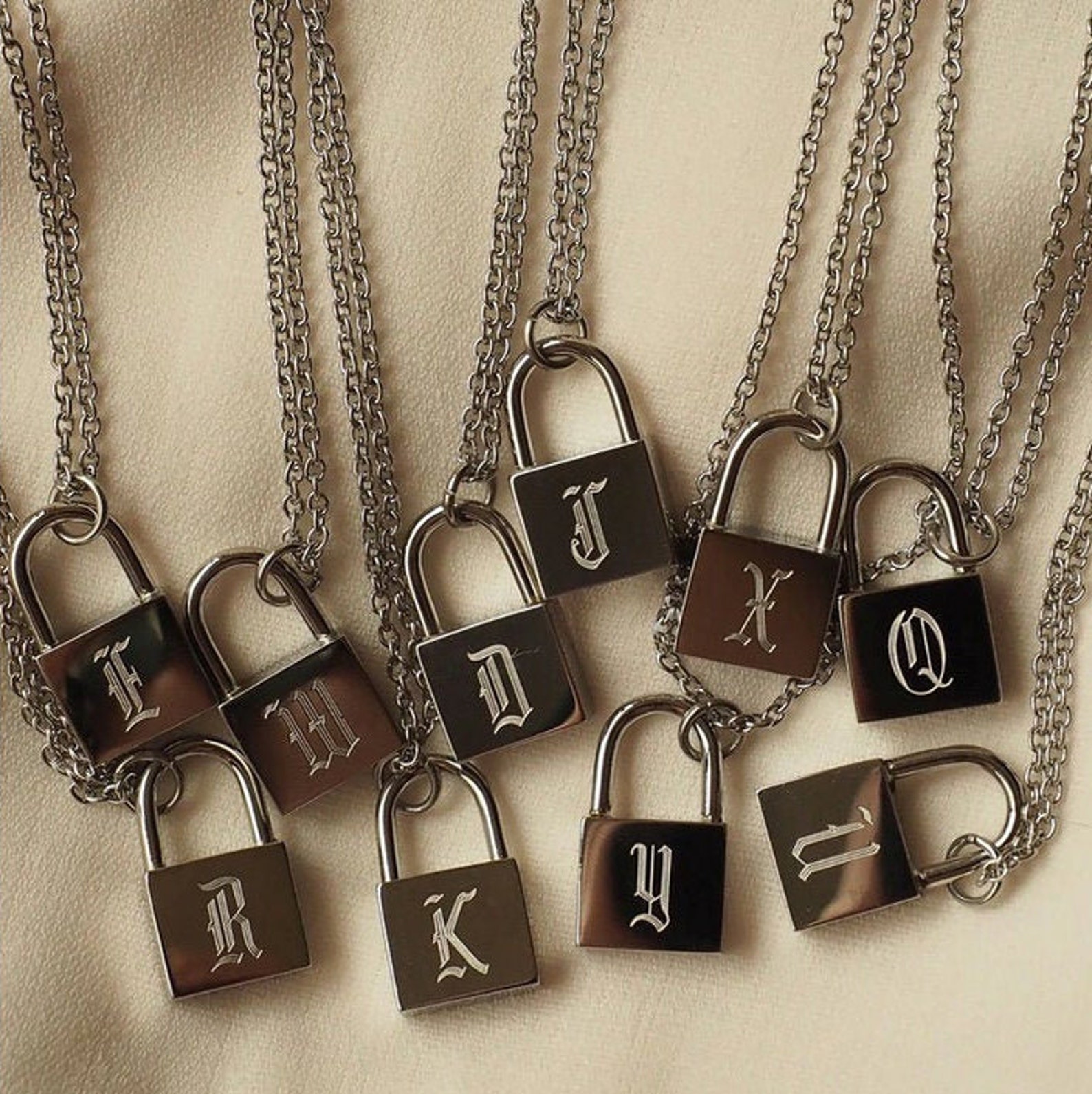 Letter Padlock Necklace Custom Initial Lock Pendant necklace Etsy