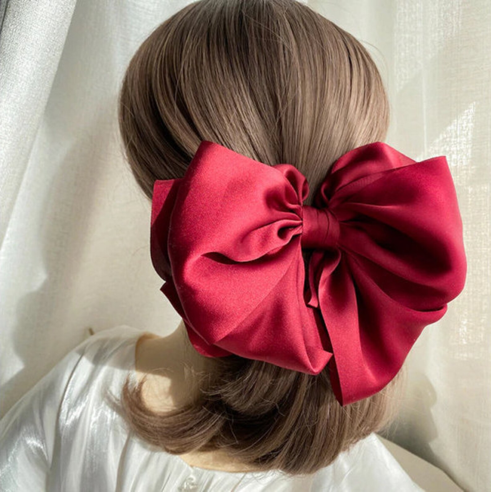 Oversized Satin Bowknot Hair Clip Large Pigtail Bow Hairpin Etsy UK